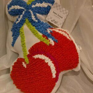 Zandora Teen Home Red Cherries Throw Pillow - NWT Crochet Multicolor 14 x 20